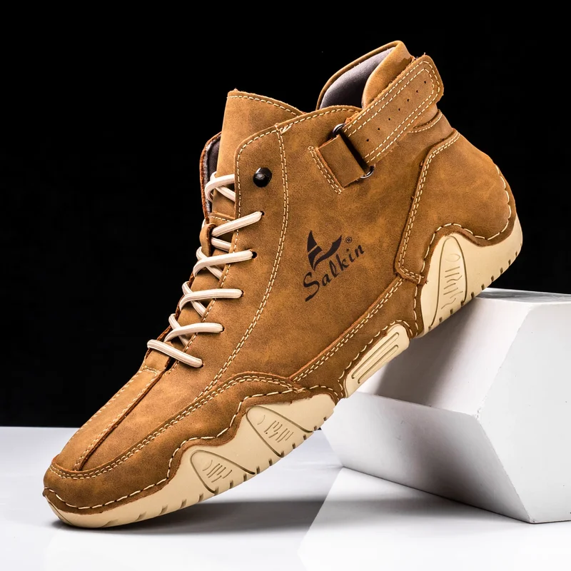 AliExpress - Nouveau fait à la main hommes bottes Design baskets homme en plein air décontracté en cuir hommes baskets bottines Trekking automne 