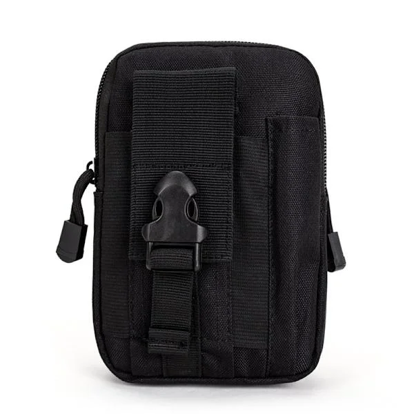 Tactical Waist Belt, Belt Bag Multifunctional Molle Bag EDC Use Mobile Phone Gadgets for Hiking Travel Outdoor Sports (Black)