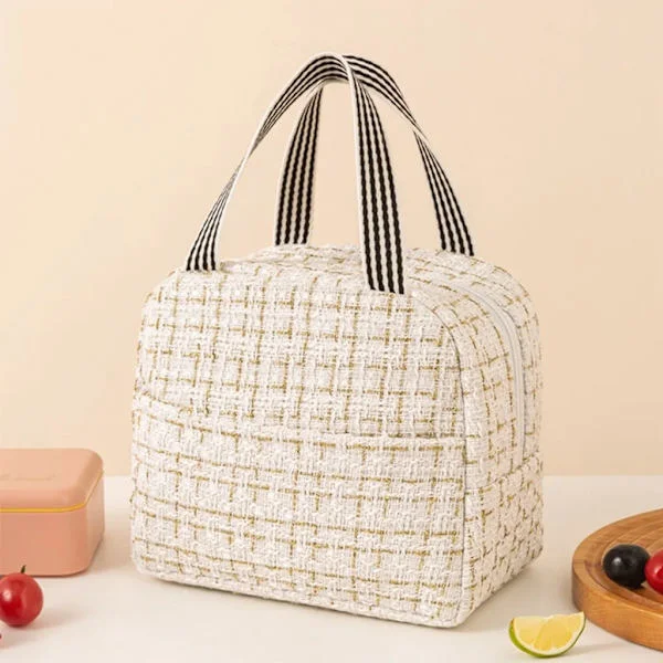 Cooler Bag, Lunch Bag, Picnic Bag, Thermal Bag, Waterproof Lunch Bag, Insulated Tote Bag, Lunch Bag for Women, Adults, Students and Children, Beige