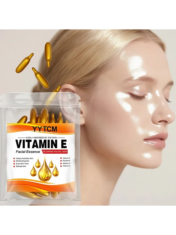 AliExpress - Essence en capsules hydratante en profondeur à la vitamine E, hydrate et lisse la peau, contient du squalane végétal, de la vitamine C, 