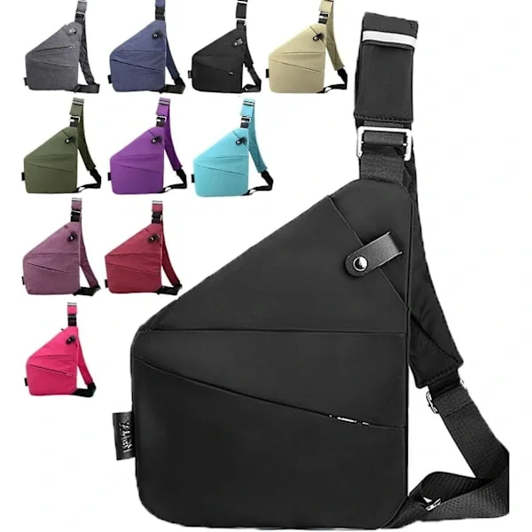 Tyverisikret dametaske, tyverisikret taske, tyverisikret dametaske, tyverisikret rejsetaske sort højre skulder sort