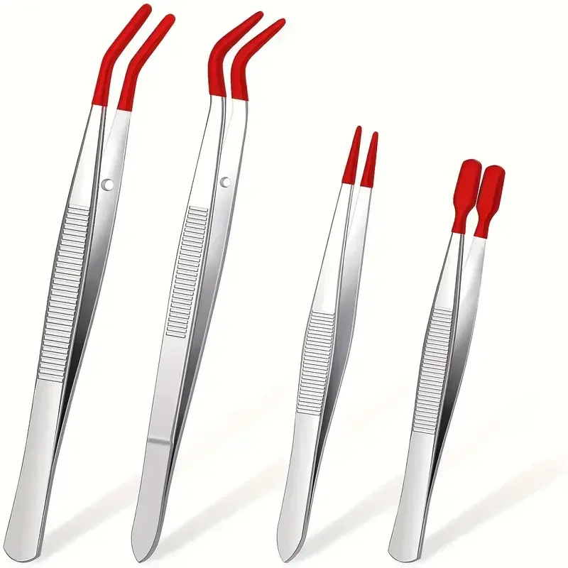 AliExpress - 1/4 Stuks Pincet Met Rubberen Tips Pincet Rubber PVC Siliconen Gecoat Niet Marring Platte Tip Gebogen Tip Pincet Getipt Pincet