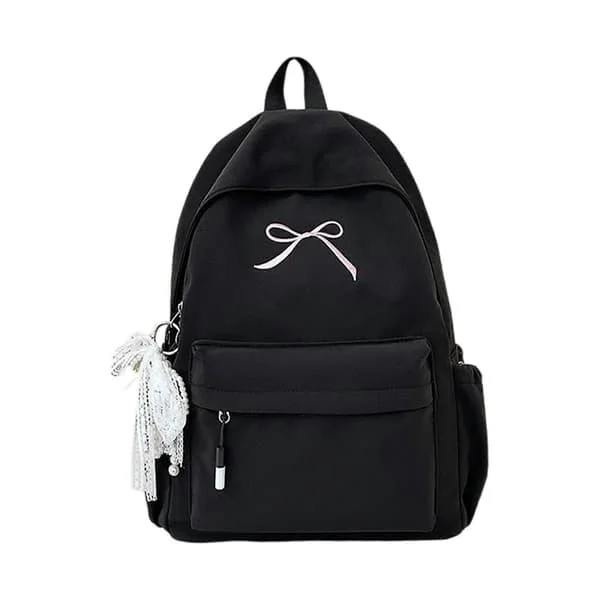 Student skolryggsäckar Reseryggsäckar Stor kapacitet Casual Daypacks Japanska stilar Ryggsäckar Rosetter Ryggsäckar Svart