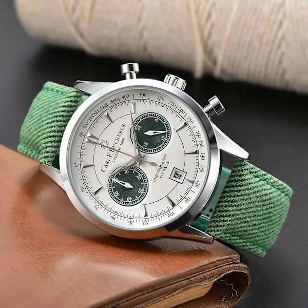 2023 Nya Carl F. Bucherer Malelon Serie Klockor Herr Quartz Klockor Chronograph Topprem Automatisk Datumklocka grön