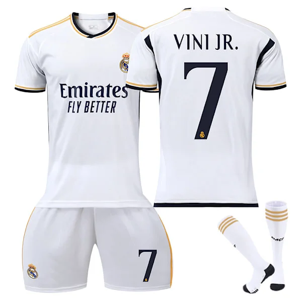 Fotbollströja barn nr 7 Vinicius fan tröja hemmatröja barn pojkar tröja träningsset tröja+shorts+strumpor 12-13 år