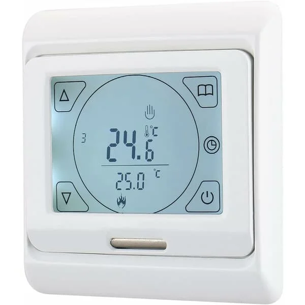 WG809 Rumstermostat, 7-dagars programmerbar LCD-display AC230V 16A för elektrisk golvvärme Vit