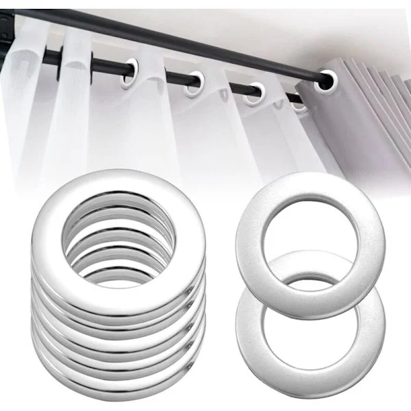 50 stk. plastklips-gardinringer avtakbare indre gardinringer 33 mm for vindusgardin dusj garderobedør (sølv) (F792)