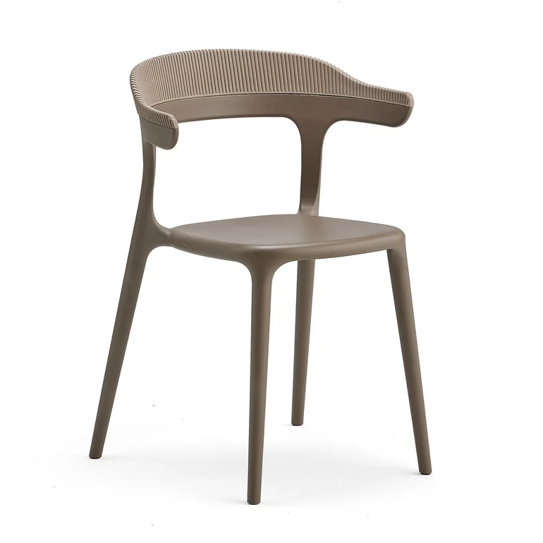 Stapelbar Modern Stol i Formgjutet Design - UV-beständig - Taupe