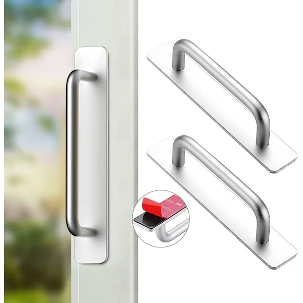 2-delt selvklebende møbelhåndtak, 147 mm aluminium møbelhåndtak (sølv) (147mm-sølv)
