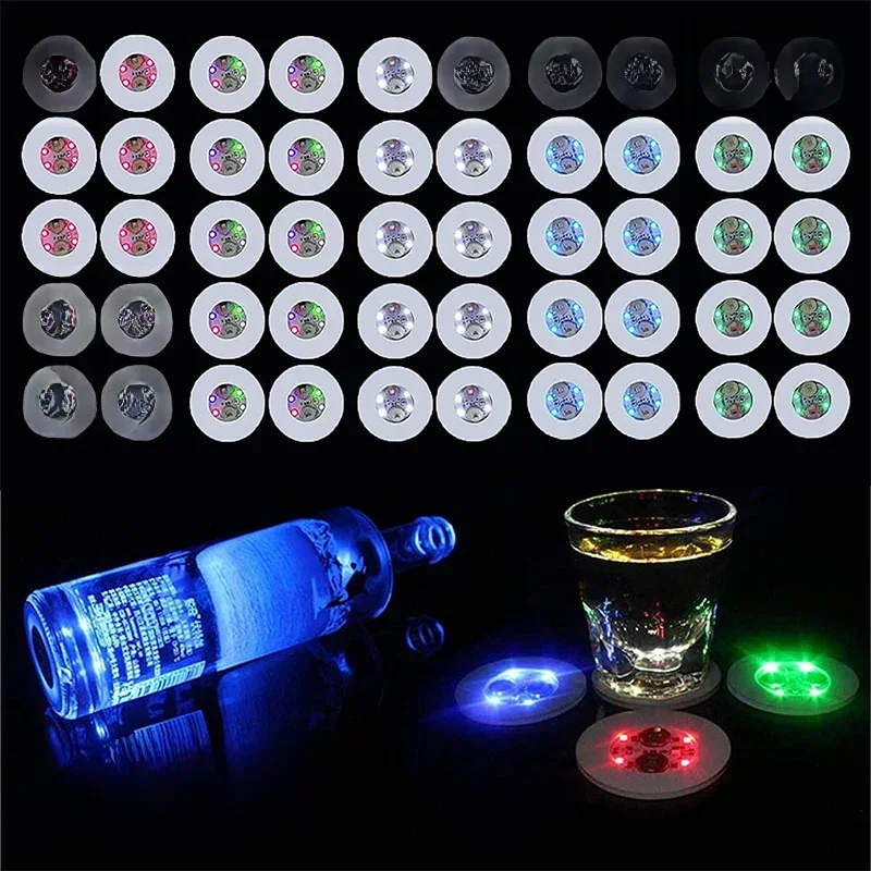 AliExpress - 100 pièces LED vaisselle tapis tasse autocollant lumineux coloré clignotant bouteille autocollant émettant de la lumière dessous de verre