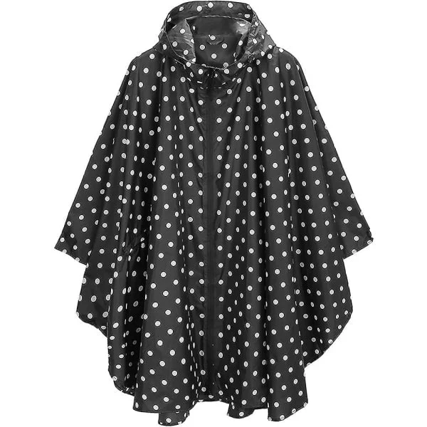 Fashionable Rain Poncho with Hood and Pocket, Waterproof Rain Jacket with Zipper