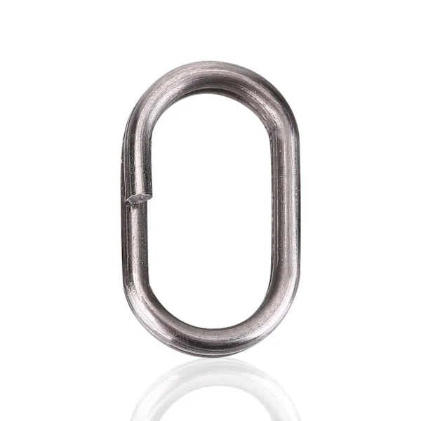 100 st Rostfria Ovala Fjäderringar Lekande Snäpplås Fisketillbehör (9x15mm)