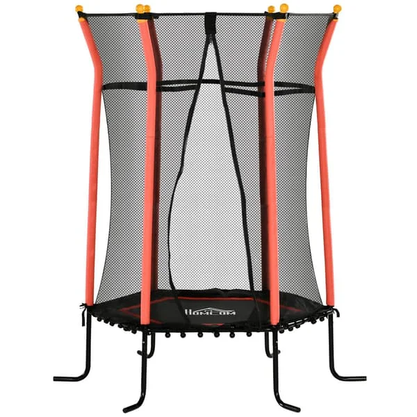 Lasten trampoliini Ø163,5 cm, sisätrampoliini turvaverkon reunapeitteellä kumiköysi, lasten trampoliini 50 kg asti, lapsille 3-10 v punainen