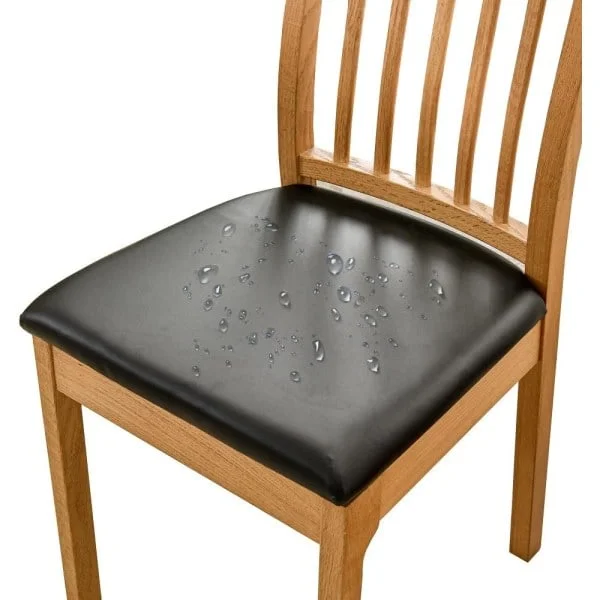 6 Pcs Dining Chair Covers Waterproof PU Leather Chair Slipcovers, Black Black[ZHE]