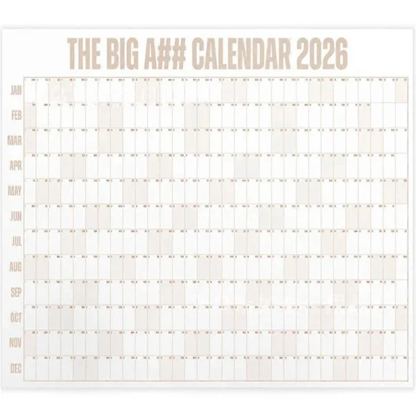 Den Store Røv Kalender 2026 - Overdimensioneret Vægkalender med Pen & Klistermærker, 2026 Månedlig Planlægger til Hjemmekontoret, 33x43 Tommer