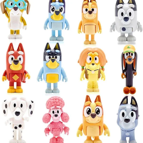 Bluey Legetøj 12-pakke, Familie Stranddag 2-3,5 Tommer, Wolfs-bluey Figurer Legetøj Playset, Wolves-bluey Action Figurer Familie Og Venner Sæt Db