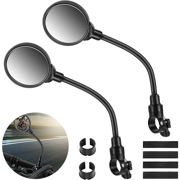 2-pakks sykkel speil for 22-32 mm styre - 3D sikkerhetsspeil, 360° justerbar og roterbar for terrengsykkel, racer, elsykkel, moped