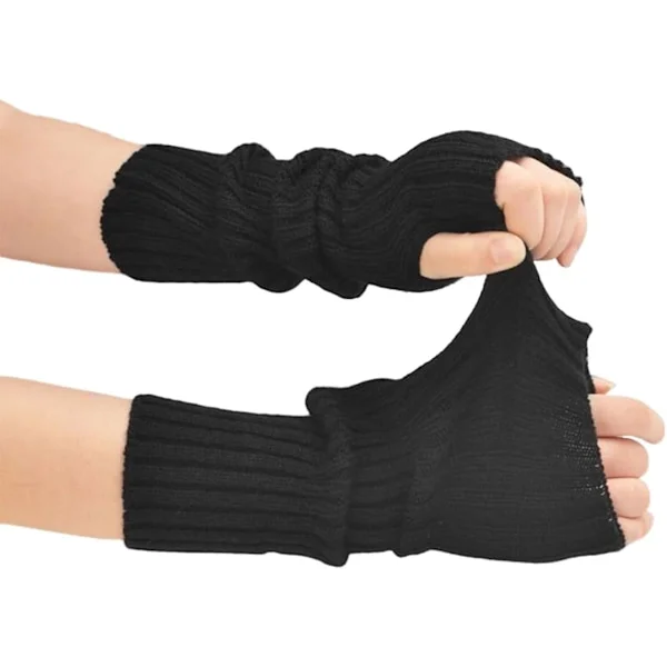 1 par japanske vinterhandsker til kvinder, fingerhandsker med blonde, lange varme handsker med håndledsrem
