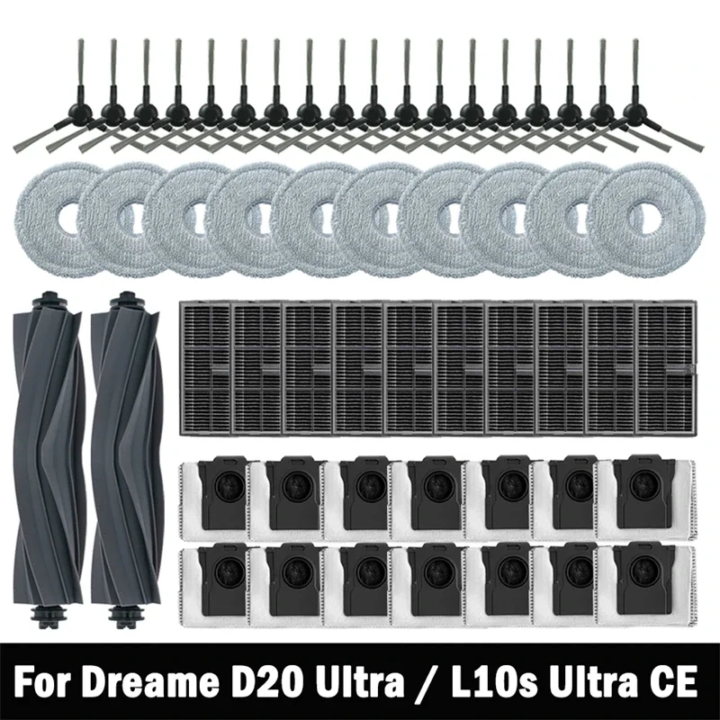 AliExpress - Accessoires pour aspirateur robot Dreame D20 Ultra / L10s Ultra CE : brosse principale, brosse latérale, chiffon de nettoyage, filtre 