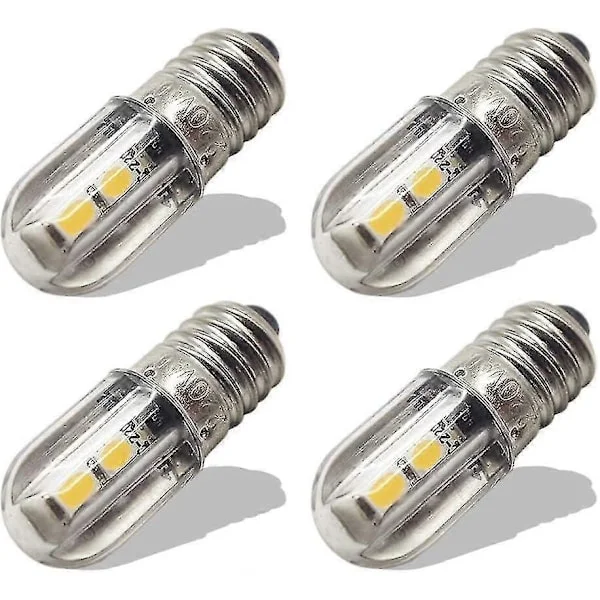 E10 LED-lampa 220v 230v AC Energibesparande LED-indikeringslampa 8mm Skruvbas 3030 4smd LED-chipset Uppgraderingslampa, Varmvit