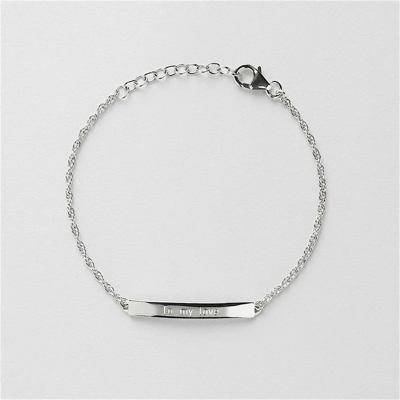 Nee Armband Gravyr - Sterling Silver - Safira