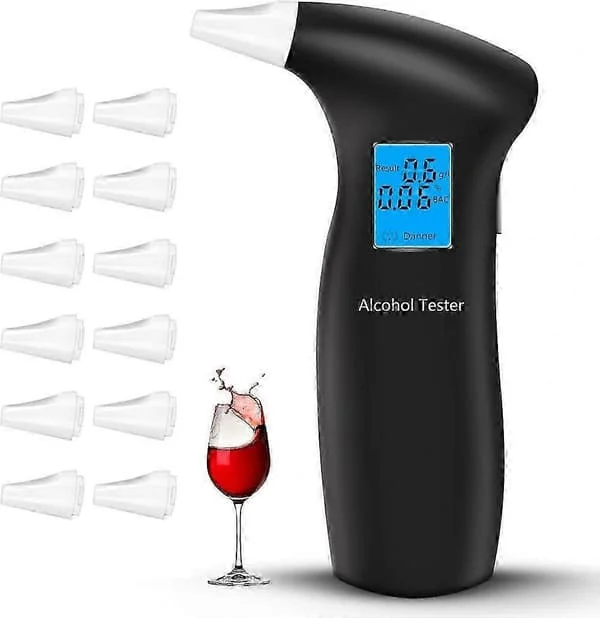 Breathalyzer, accurate breathalyzer for the police, professional breathalyzer with 12 mouthpieces and LCD display