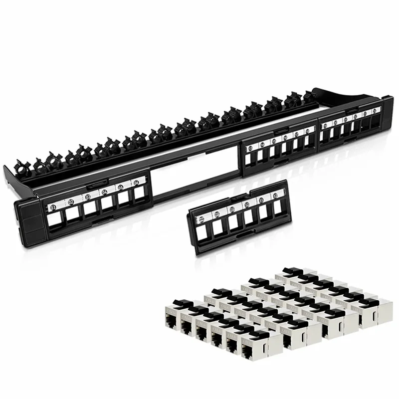 AliExpress - ZoeRax 24-Port Ungeschirmtes Patch-Panel mit Cat7 Cat6A Cat6 Cat5E Koppler und herausnehmbaren Einsätzen, 19-Zoll/1U Netzwerk-Patch-Panel