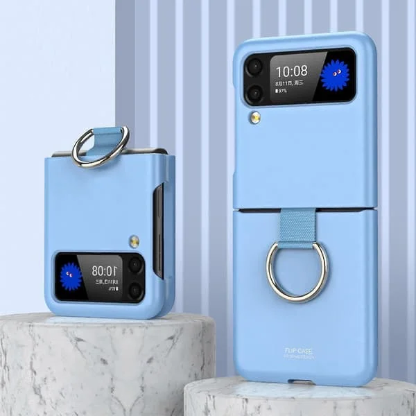 Ringholderdeksel Kompatibel Samsung Galaxy Z Flip 4 Med Ringstativ, Z Flip 4 PC Frostet Deksel Anti-tapt