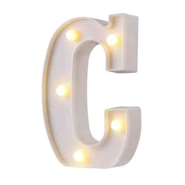 LED Letter Night Light Waterproof Plastic Alphabet Lamp for Party Bar Cafe Wall Decor Warm White C 20cm