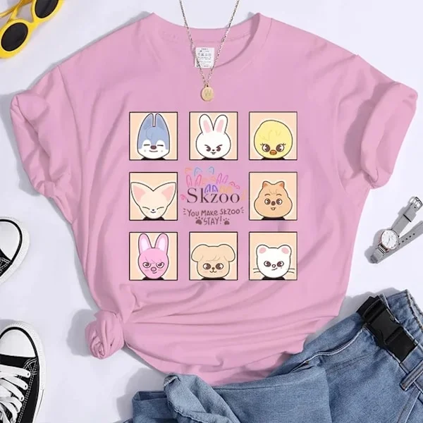 K-POP Stray Kids T-shirt Mænd & Kvinder T-shirts Harajuku Y2K T-shirt Casual Sommer Kortærmet T-shirt til Kvinder TL3274 - Sort XL XL TL3274-Sort