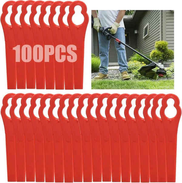 100 stk. Plastgress Trimmer Blader, Trådløse Gress Trimmer Blader 83mm Gressklipper Blader Hageklipper Erstatningsblader for Bosch Art23