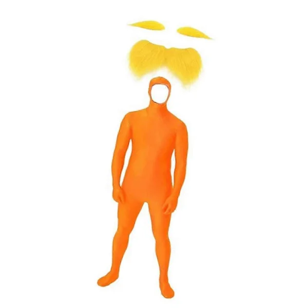Halloween Mandarin Kostyme Tilbehør Falsk Bart Skjegg og Gule Øyenbryn Åpen Ansikt Bodysuit for Cosplay Fest Jumpsuit _a