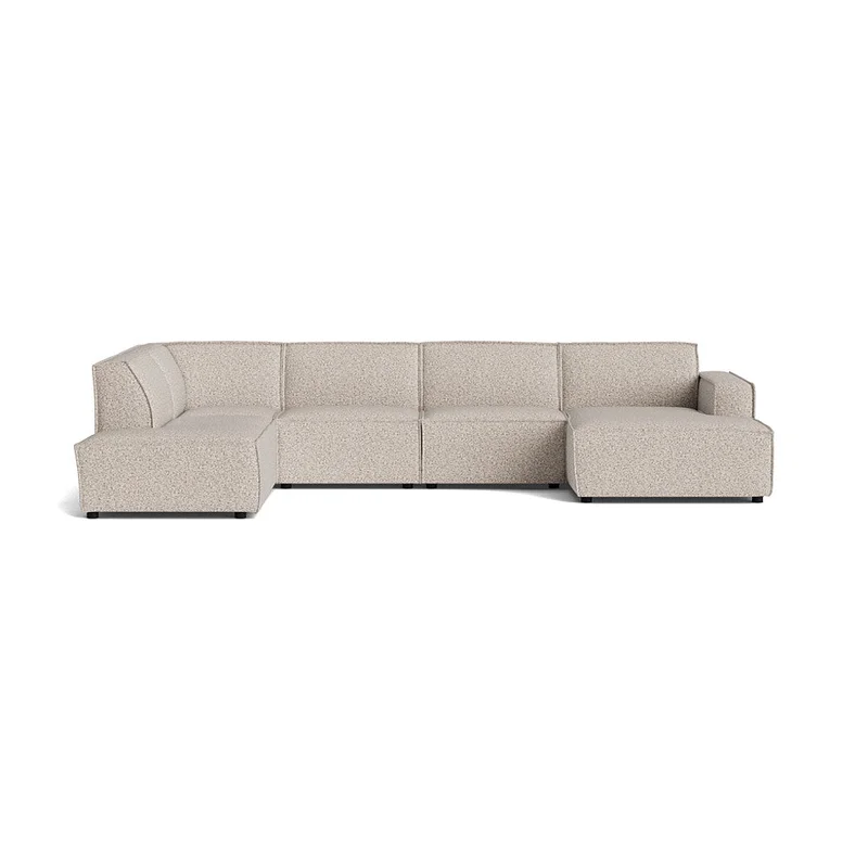 Rummelig Lyon U-sofa, højrevendt - Puente Lys Greige - 368x218x80cm - Elegant U-sofa til stuen med god komfort og plads til familie og venner
