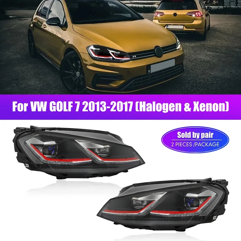 AliExpress - Feux avant LED pour VW GOLF 7 2013-2017, ensemble de phares de voiture, halogène, xénon, GTI, clignotants dynamiques, feux de jour DRL