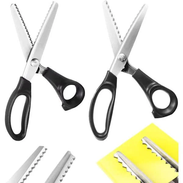 2 stk. sakse, takkede sakse, mønstersakse, komfortgreb (takkede kanter), professionelle sysakse Zig Zag-sakse (5 mm)