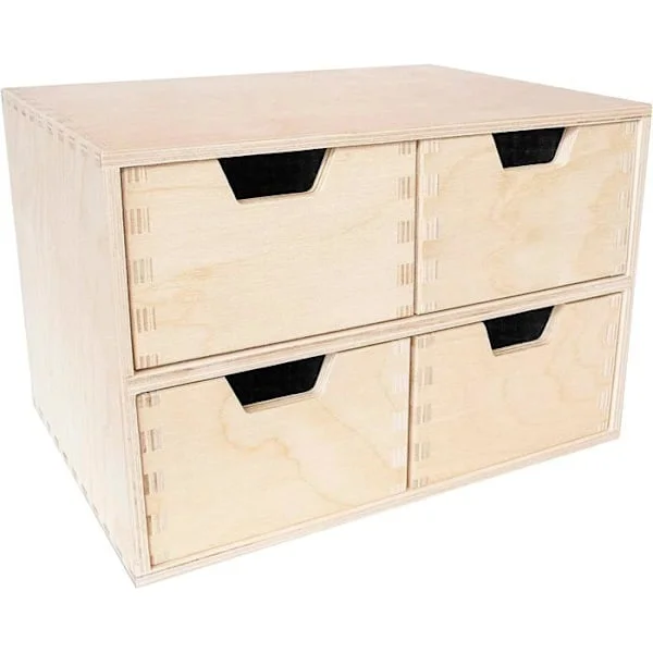 Mini byrå av trä - Creative Deco - 4 lådor - Perfekt beige byrå att dekorera och måla