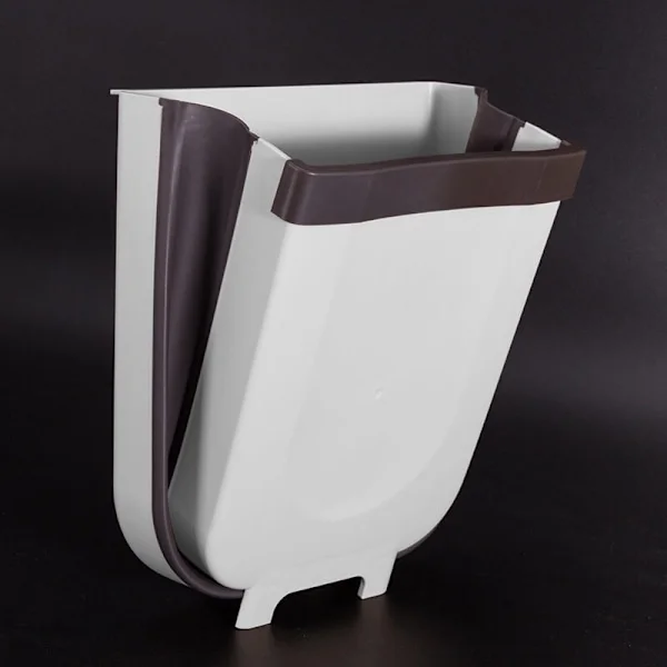 Wall Mounted Foldable Trash Can Kitchen Waste Bin Built-in Garbage Bag Box Lidless for Home Bathroom White