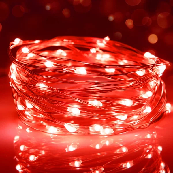 LED-ljusslinga, 3M 30 LED-batteridriven LED-ljusslinga Vattentät för utomhusträdgård inomhusbröllopsfest jul (röd)