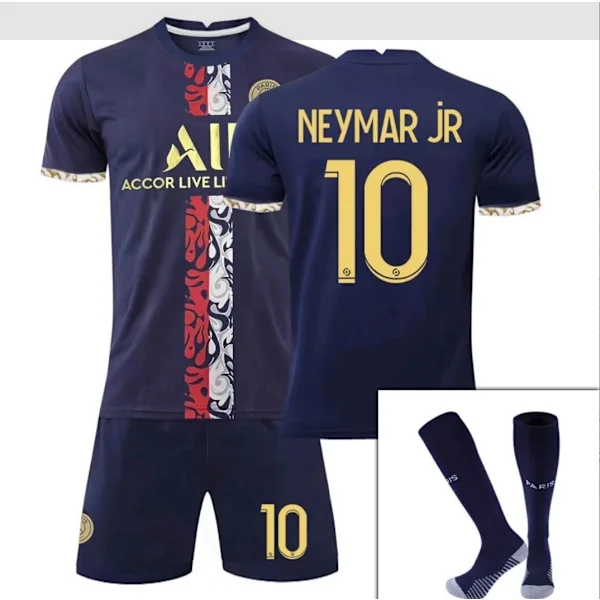 2022-2023 Nya Paris Hjemme Spesialutgave Gull Nr 30 Messi Nr 7 Mbappe Nr 10 Neymar Drakt Voksen Barn Fotballsett Neymar NO.10 22