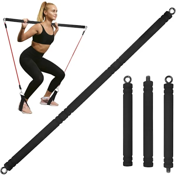 Modstandsbåndstang Justerbar Længde til Træning, Bærbar Pilatesstang til Hjemmegym, Træningsstang til Helkropsfitness