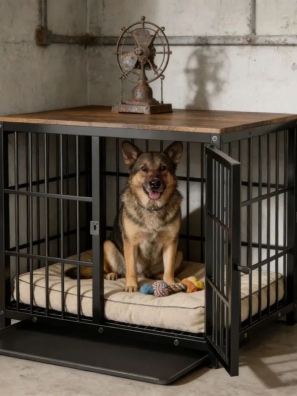 AliExpress - M/L/XL/2XL Hundebox-Käfig aus Holz mit drei Türen und herausnehmbarer Schublade – Dekorativer Beistelltisch