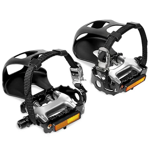 Sykkel Tåklips Pedaler Universal Spin Sykkel Pedal Aluminium Legering Nylon Stropper Sykling Innendørs Trening Spinning Sykkel Trainer Del