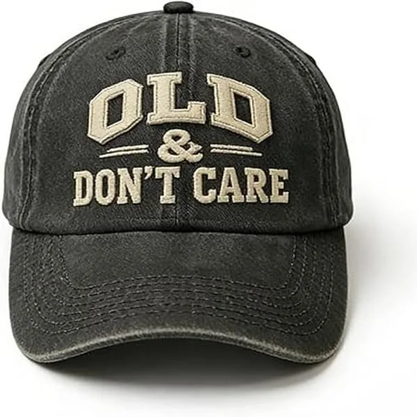 "Old & Don't Care" Classic Dad Hat Adjustable Cotton Senior Cap Vintage Trucker Hats for Men & Women Black