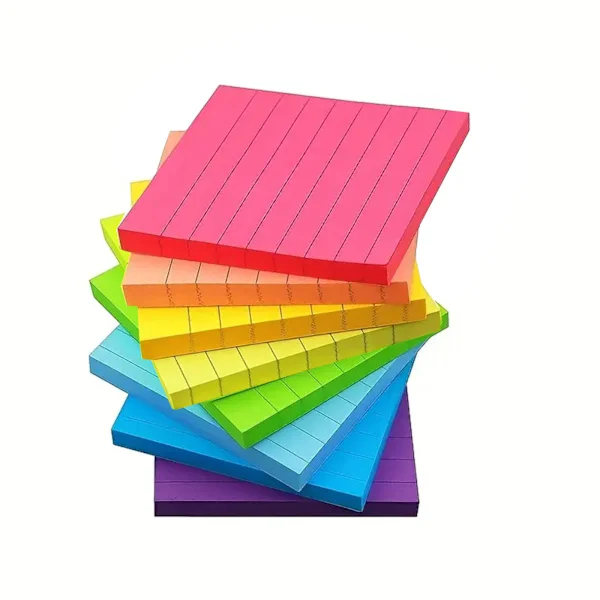 8 st Fodrade Självhäftande Notislappar, 7,6 x 7,6 cm Självhäftande 8 Färger Post It Notisblock Fodrade Självhäftande Färgglada Notislappar för Kontor 