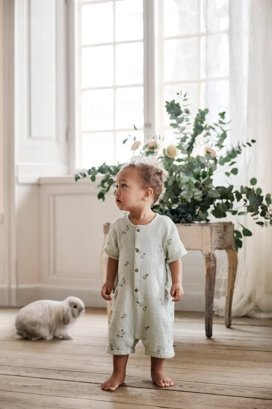 Newbie | Romper med päronmönster Ljusgrön 62 | Baby
