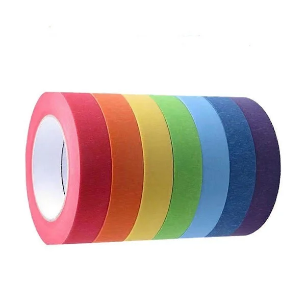 Farvet malertape, farvet malertape til kunst og håndværk, tegnetape, håndværkstape, papirtape, farverig tape, B