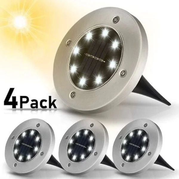 Solcellsbelysning för marken 4 LED solcellsbelysning för gångvägar solcellsbelysning för gräsmattor vitt ljus