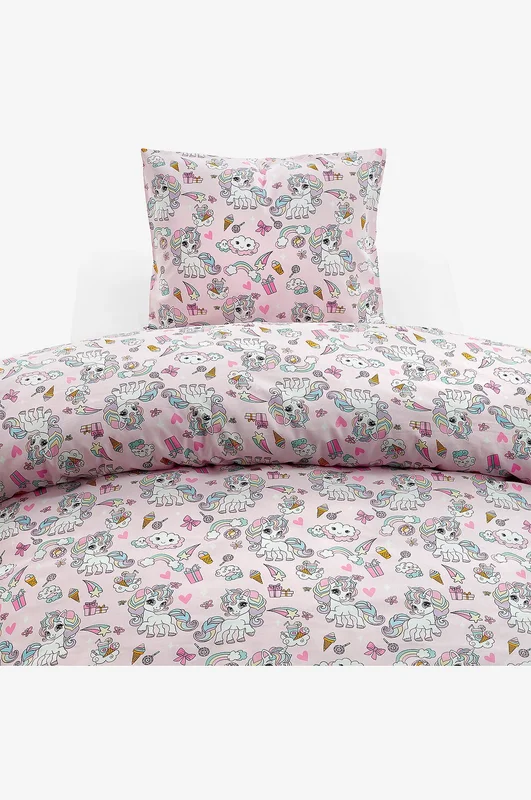 Borganäs of Sweden - Påslakan Set Enhörning - Rosa - Påslakanset - 150X210 - Från Homeroom