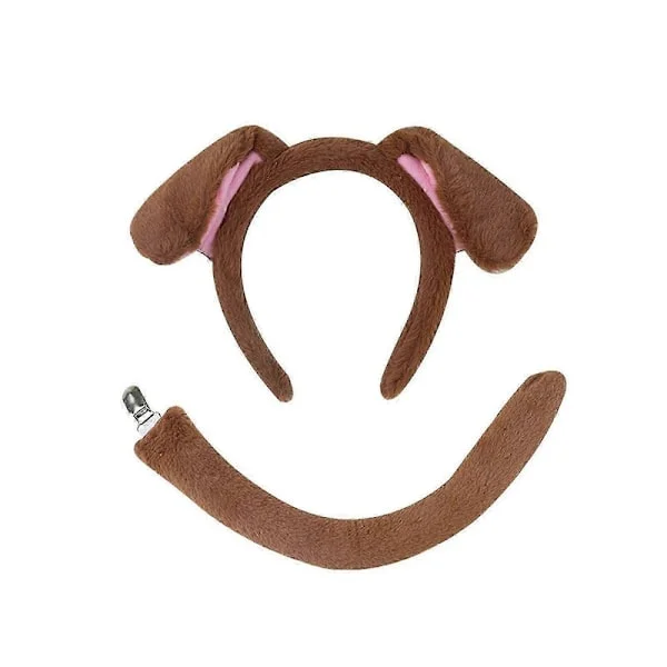 Dog Costume Set for Cosplay - Plush Ears Tail Bow Tie, Halloween Christmas Party Accessories for Adults Kids C C