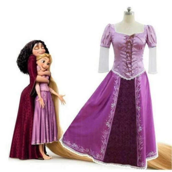 Rapunzel Prinsessklänning Dam Cosplay Kostym Karneval Festklänning Kläder NY-XF27-